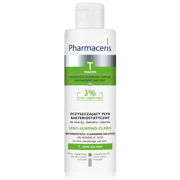 Купити - Pharmaceris T Sebo-Almond-Claris Bacteriostatic Cleansing Solution - Бактеріостатична рідина для обличчя, області декольте і спини з 3% мигдальною кислотою