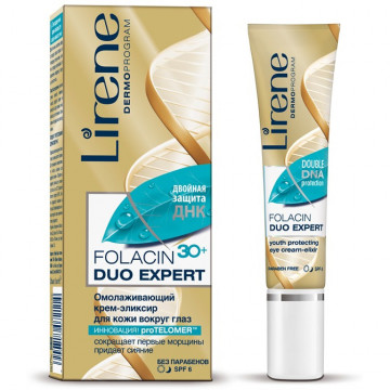 Купити - Lirene Folacin 30+ Duo Expert Youth Protecting Eye Cream-Elixir SPF 6 - Омолоджуючий крем-еліксир для шкіри навколо очей