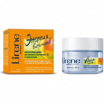 Купити - Lirene Vitamin Energy Vitamin Cream-Gel with Energizing Mango SPF 10 - Крем-гель з вітамінними капсулами для обличчя та очей «Енергія вітамінів»