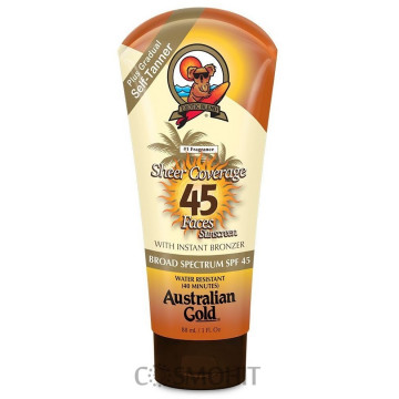 Купити - Australian Gold Sheer Coverage Faces with Instant Bronzer SPF 45 - Сонцезахисний крем для обличчя з бронзаторами SPF 45