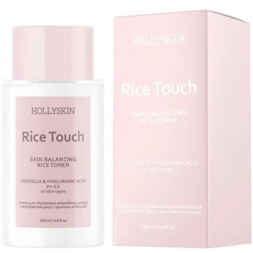 Купити - Hollyskin Rice Touch Toner - Тонер для підтримки мікробіому шкіри з екстрактом центелі азіатської та рисом