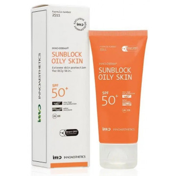 Купити - Innoaesthetics Sunblock SPF 50+ for Oily Skin - Сонцезахисний крем для жирної та проблемної шкіри обличчя з зволожуючою та антиоксидантною дією