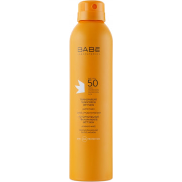 Купити - Babe Laboratorios Sun Protection Spray SPF 50 - Сонцезахисний водостійкий спрей з SPF 50 з прозорою текстурою та матуючим ефектом