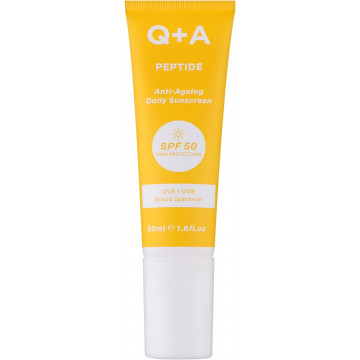 Купити - Q+A Peptide Anti-Ageing Daily Sunscreen SPF50 - Антивіковий сонцезахисний крем для обличчя