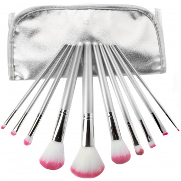 Купити - Bellapierre Professional Brush Set Pink - Професійний набір з 10 пензлів для макіяжу