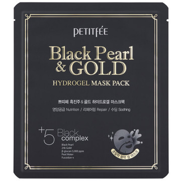 Купити - Petitfee & Koelf Black Pearl & Gold Hydrogel Mask Pack - Гідрогелева маска з золотом і чорними перлинами