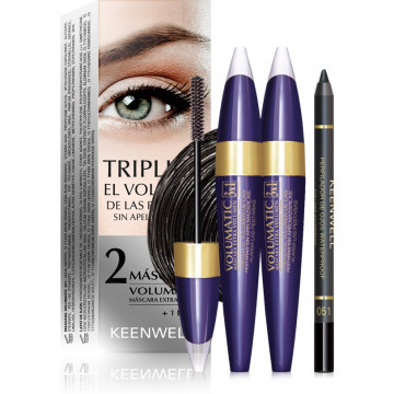 Купити - Keenwell Pack 2 Volum Lash 3X1 Mascaras + Eye Liner Pencil - Туш для об'єму вій + Вологостійкий олівець для очей