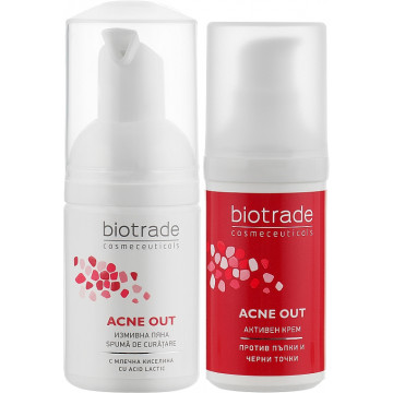 Купити - Biotrade Acne Out Kit - Набір для догляду за проблемною шкірою (крем та пінка для вмивання)