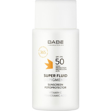 Купити - Babe Laboratorios Sun Protection Super Fluid Depigment+ SPF50 - Сонцезахисний суперфлюїд-депігмент з транексамовою кислотою та вітаміном С