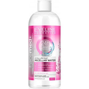 Купити - Eveline Facemed+ Hyaluronic Micellar Water 3in1 - Гіалуронова міцелярна вода 3в1