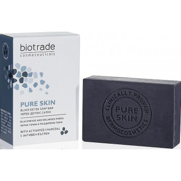 Купити - Biotrade Pure Skin Black Detox Soap Bar - Мило-детокс проти чорних крапок та розширених пір для обличчя та тіла