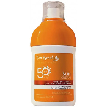 Купити - Top Beauty Aloe Vera Sun Cream SPF50 - Сонцезахисний крем для обличчя та тіла з алое вера, колагеном та В5