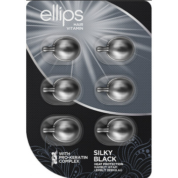 Купити - Ellips Hair Vitamin Silky Black With Pro-Keratin Complex - Вітаміни для волосся "Шовкова ніч" з про-кератиновим комплексом