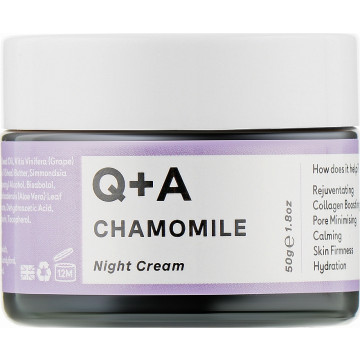 Купити - Q+A Chamomile Night Cream - Відновлюючий та заспокійливий нічний крем для обличчя з ромашкою