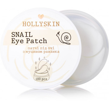 Купити - Hollyskin Snail Eye Patch - Тканинні патчі під очі з муцином равлика