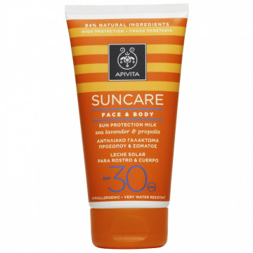 Купити - Apivita suncare face&body milk SPF30 - Сонцезахисний молочко для обличчя і тіла з кермеком і прополісом