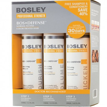 Купити - Bosley Воs Defense Starter Pack for Fine Color-Treated Hair - Система для нормального/ тонкого фарбованого волосся (шампунь, кондиціонер, догляд)