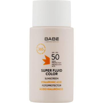 Купити - Babe Laboratorios Sun Protection Super Fluid Color SPF 50 - Сонцезахисний суперфлюїд ВВ з тонуючим ефектом та SPF 50, для всіх типів шкіри