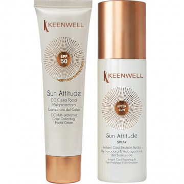 Купити - Keenwell Facial CC Cream SPF 50 + After Sun - CC крем SPF 50 з тональним ефектом + Зволожуюча емульсія-спрей після засмаги