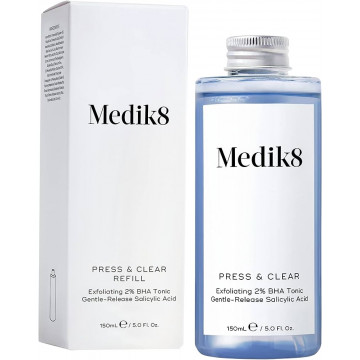 Купити - Medik8 Press&Clear Exfoliating 2% BHA Toner (Refill) - Відлущуючий тонік із саліциловою кислотою для проблемної шкіри (Змінний флакон)