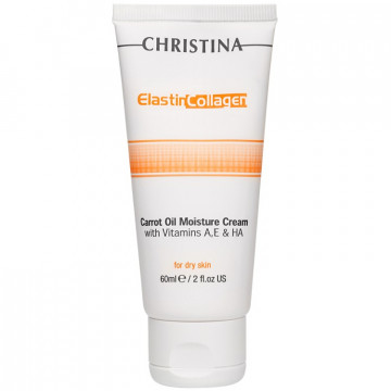Купити - Christina Elastin Collagen Carrot Oil Moisture Cream With Vitamins A, E & HA For Dry Skin - Зволожуючий крем з вітамінами А, Е і гіалуроновою кислотою для сухої шкіри "еластин, колаген, моркв'яна олія"