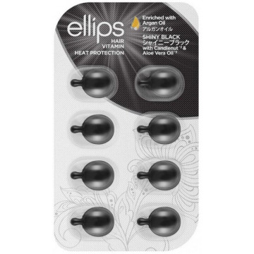 Ellips Hair Vitamin Shiny Black with Kemeri & Aloe Vera Oil - Нічне сяйво з горіховим маслом кукуї та маслом алое віра (8x1мл)