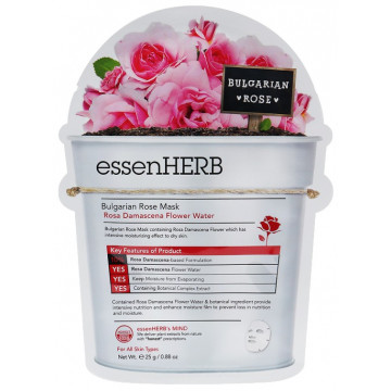 Купити - EssenHerb Bulgarian Rose Mask - Зволожуюча тканинна маска з екстрактом болгарської троянди