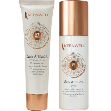 Купити - Keenwell Facial CC Cream SPF 50 + Sun Water SPF 15 - CC крем SPF 50 з тональним ефектом + Вода для засмаги з SPF 15
