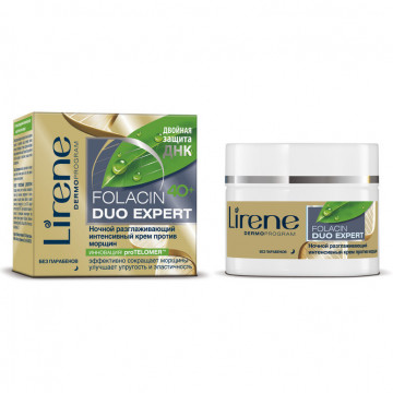 Купити - Lirene Folacin Duo Expert 40+ Night Cream - Інтенсивний нічний крем, що розгладжує шкіру обличчя і проти зморшок