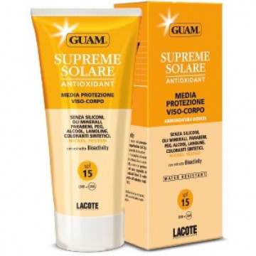 Купити - GUAM Supreme Solare Media Protezione SPF 15 - Сонцезахисний крем для тіла водостійкий "середній захист" SPF15