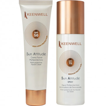 Купити - Keenwell Facial Cream SPF 50 + Sun Water SPF 15 - Сонцезахисний крем для обличчя SPF 50 + Вода для засмаги з SPF 15