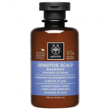 Купити - Apivita sensitive scalp shampoo with lavender&honey - Шампунь для чутливої ​​шкіри голови з лавандою і медом