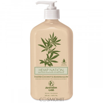 Купити - Australian Gold Hemp Nation Toasted Coconut & Marshmallow Body Lotion - Закріплювач засмаги з формулою посилення відтінку (смажений кокос)