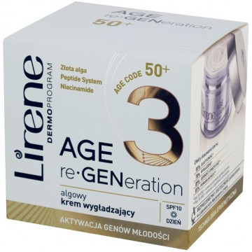 Купити - Lirene Age re-GENeration Smoothing Day Cream 50+ SPF 10 - Денний розгладжуючий крем для обличчя "Моделювання 50+"