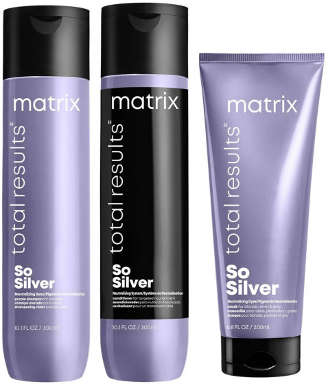 Matrix Total Results So Silver Triple Power Mask - Маска для нейтралізації небажаних жовтих напівтонів волосся відтінків блонд - 1