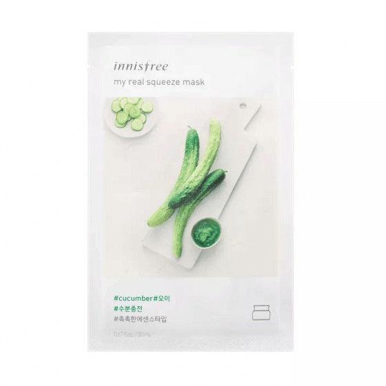 Innisfree My Real Squeeze Mask Cucumber - Тканинна маска з екстрактом огірка