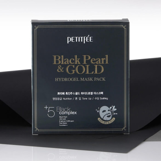 Petitfee & Koelf Black Pearl & Gold Hydrogel Mask Pack - Гідрогелева маска з золотом і чорними перлинами - 2