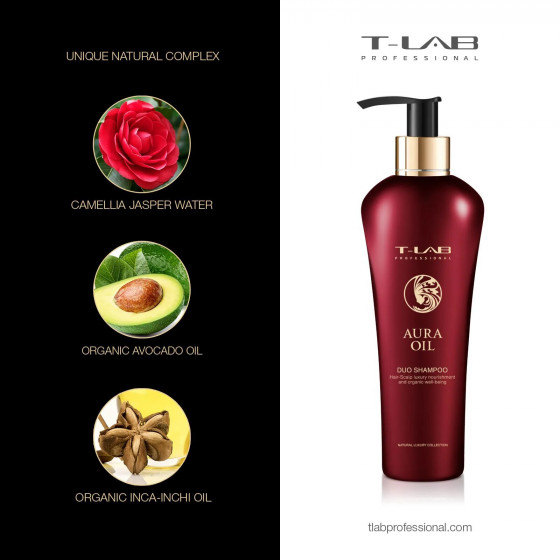 T-LAB Professional Aura Oil Duo Shampoo - Відновлюючий шампунь для сухого та пошкодженого волосся - 1