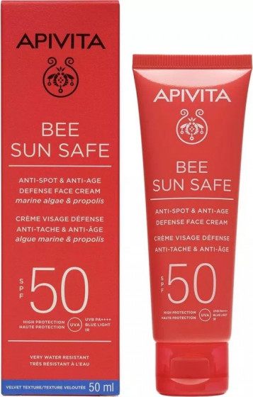 Apivita sun care anti-spot face cream SPF50 - Сонцезахисний крем для обличчя проти пігментних плям