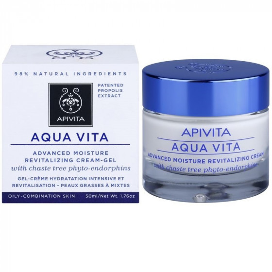 Apivita Aqua Vita Advanced Moisture Revitalizing Cream for Oily/Combination Skin - Інтенсивно зволожуючий крем-гель з фітоендорфінамі Авраамового дерева для жирної та комбінованої шкіри - 1