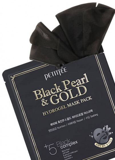 Petitfee & Koelf Black Pearl & Gold Hydrogel Mask Pack - Гідрогелева маска з золотом і чорними перлинами - 1