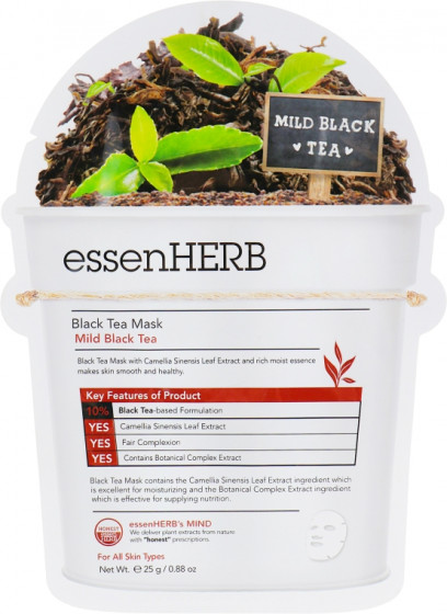 EssenHerb Black Tea Mask - Живильна тканинна маска з екстрактом чорного чаю
