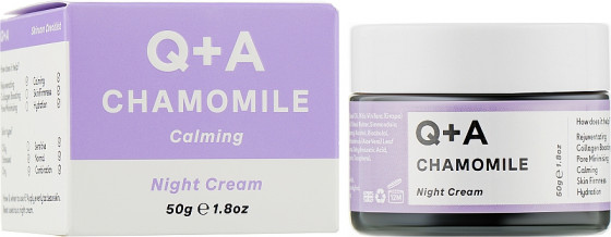 Q+A Chamomile Night Cream - Відновлюючий та заспокійливий нічний крем для обличчя з ромашкою - 1