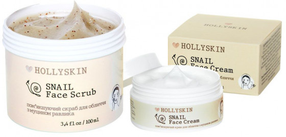 Hollyskin Snail Face Scrub - Скраб для обличчя з муцином равлика - 1