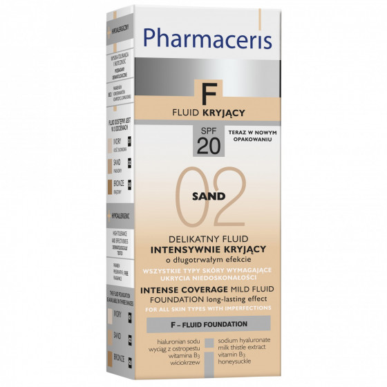 Pharmaceris F Intense Coverage Mild Fluid Foundation SPF 20 - Інтенсивно маскуючий тональний флюїд