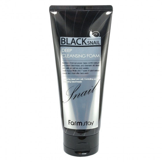 FarmStay Black Snail Deep Cleansing Foam - Зволожуюча пінка для обличчя з муцином чорного равлика