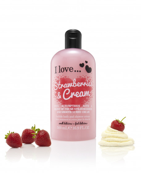 I Love Strawberries & Cream Bath & Shower Creme - Крем для ванни і душу "Полуниця з вершками" - 1