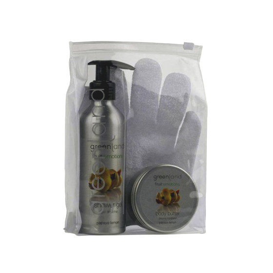 Greenland Giftset Scrub Glove Papaya-Lemon - Набір для тіла з масажною рукавицею Папайя-Лимон