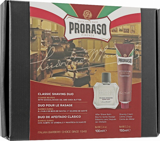 Proraso Red Classic Shaving Duo - Подарунковий набір для гоління жорсткої щетини