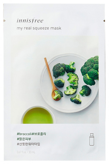 Innisfree My Real Squeeze Mask Broccoli - Тканинна маска з броколі